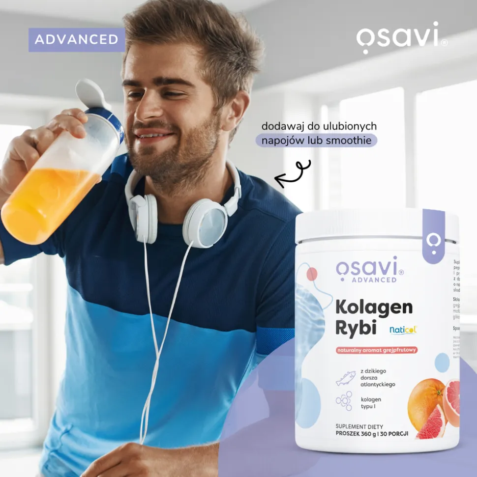 Osavi Kolagen Rybi, proszek, smak grejpfrutowy, 360 g
