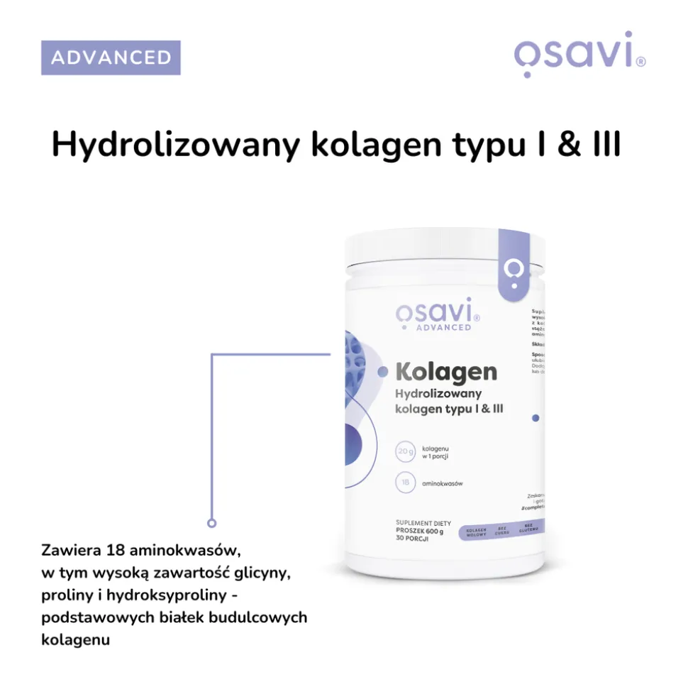 Osavi Kolagen Typu I i III, proszek, 600 g