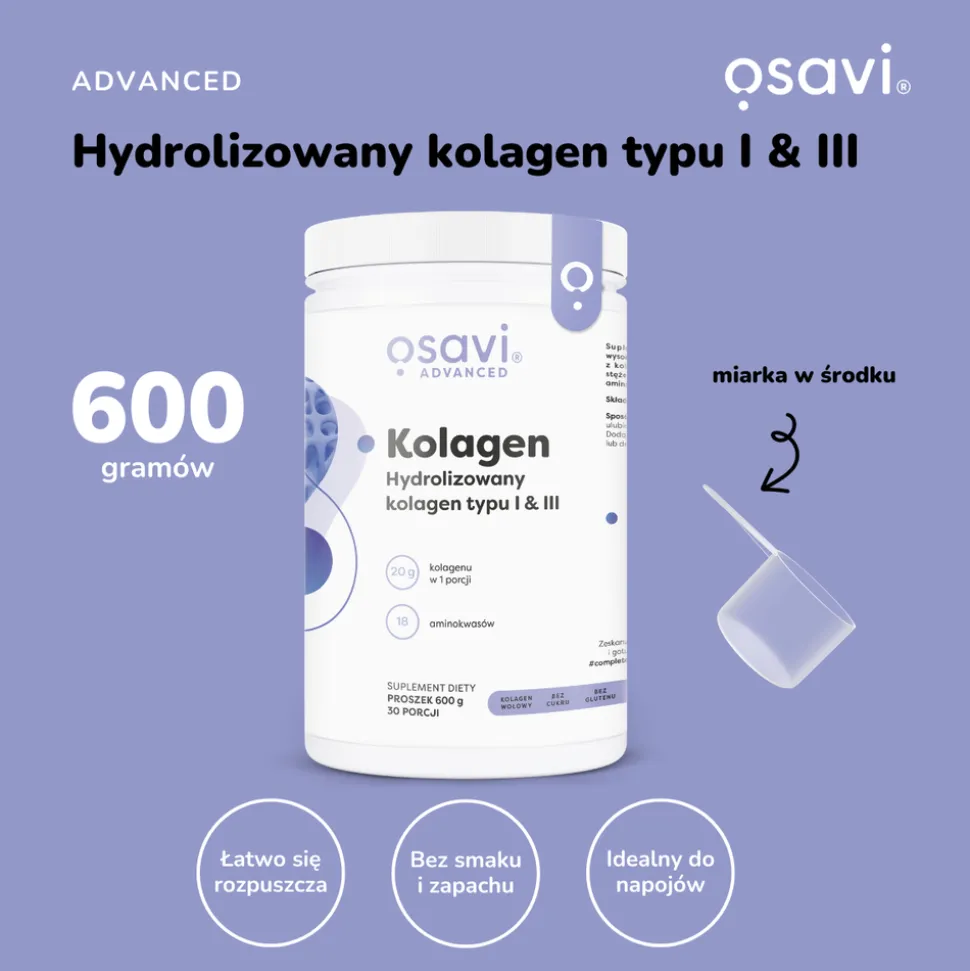 Osavi Kolagen Typu I i III, proszek, 600 g