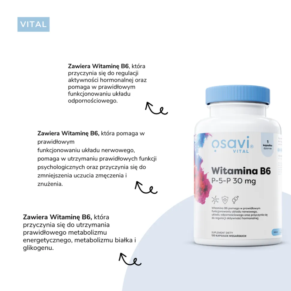 Osavi Witamina B6 P-5-P 30 mg, kapsułki twarde, 60 szt.