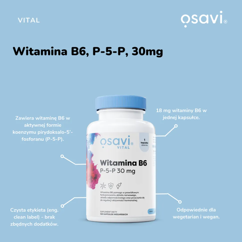 Osavi Witamina B6 P-5-P 30 mg, kapsułki twarde, 60 szt.