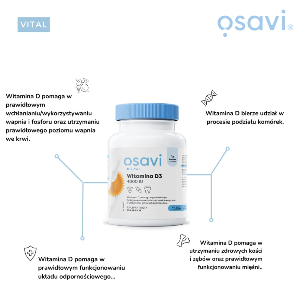 Osavi Witamina D3 4000 IU, kapsułki, 120 szt.