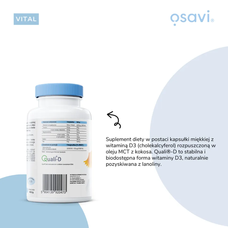 Osavi, Witamina D3 2000 IU, kapsułki, 120 szt.