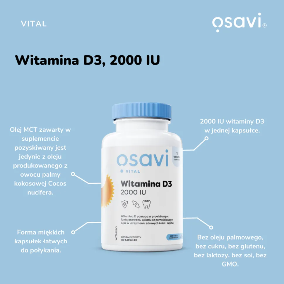 Osavi, Witamina D3 2000 IU, kapsułki, 60 szt.