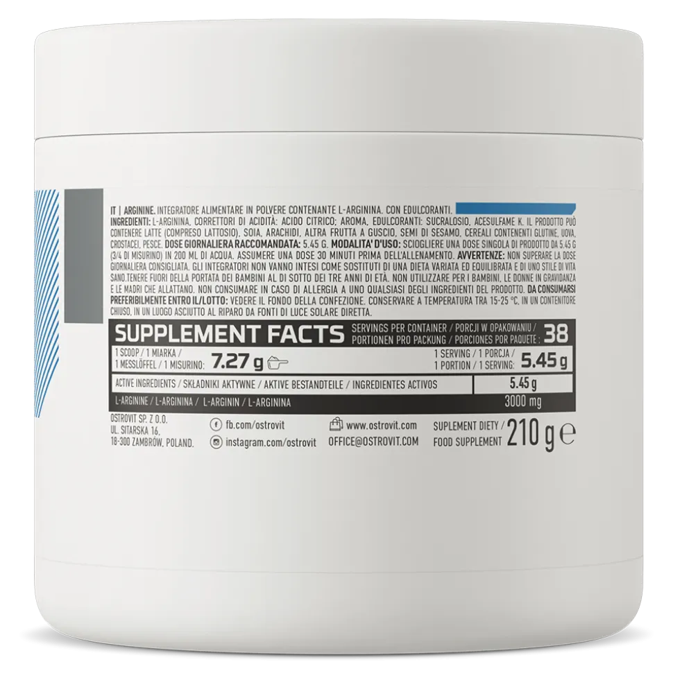 OstroVit Arginine, proszek, smak cytrynowy, 210 g