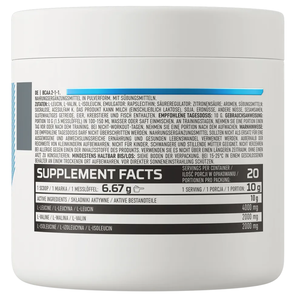 OstroVit BCAA 2-1-1, smak pomarańczowy, proszek, 200 g