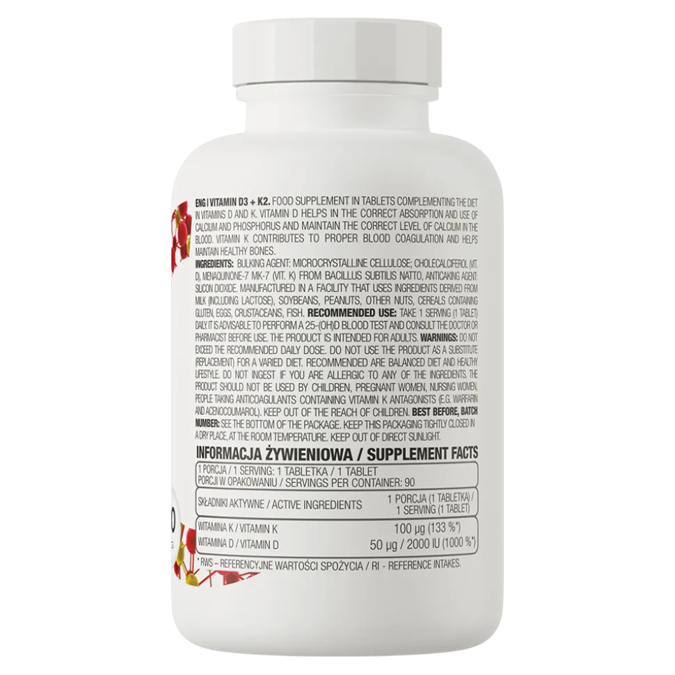OstroVit Vitamin D3 + K2, tabletki, 90 szt.