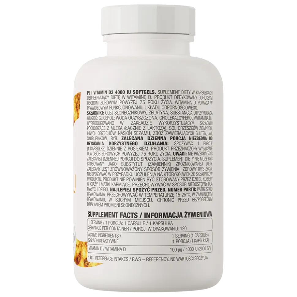 OstroVit Witamina D3 4000 IU, kapsułki, 120 szt.