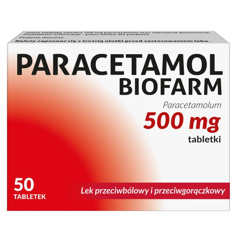 Paracetamol Biofarm, 500 mg, tabletki, 50 szt.