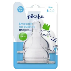 Pikabu Baby Care, smoczek na butelkę antykolkowy, 0-6 m, 2 szt.
