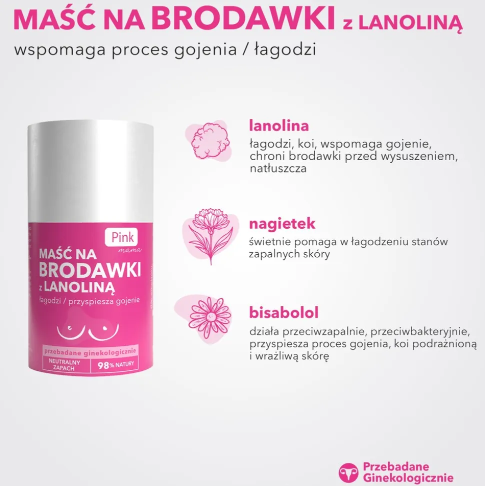 Pink Mama, maść na brodawki z lanoliną, 50 ml