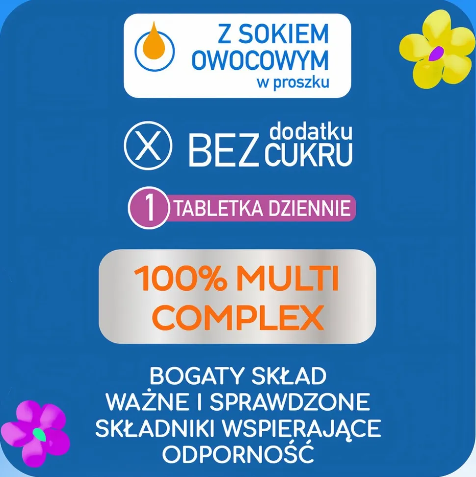 Plusssz Junior Multiwitamina Complex, tabletki musujące, smak tropikalny, 20 szt.