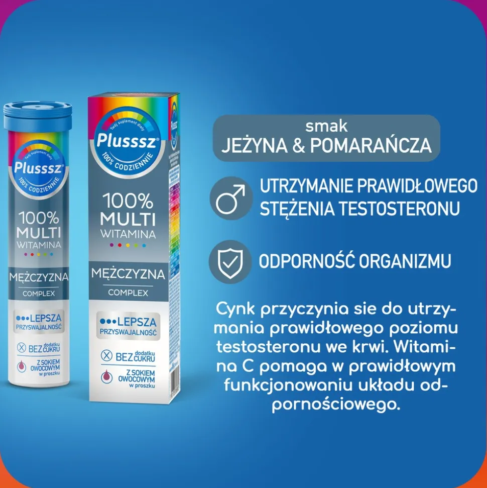 Plusssz 100% Multiwitamina Mężczyzna Complex, tabletki musące, 20 szt.