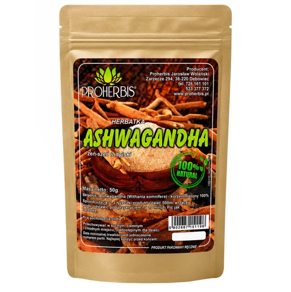 Proherbis Ashwagandha, korzeń mielony, 50 g