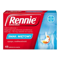 Rennie Antacidum, 680 mg+80 mg, tabletki do ssania, smak miętowy, 48 szt.