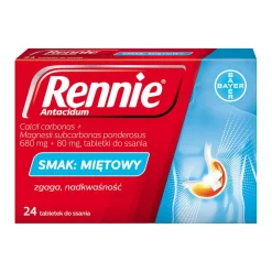 Rennie Antacidum, 680 mg+80 mg, tabletki do ssania, smak miętowy, 24 szt.