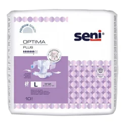 Seni Optima Plus, pieluchomajtki z pasem biodrowym, rozmiar L, 10 szt.