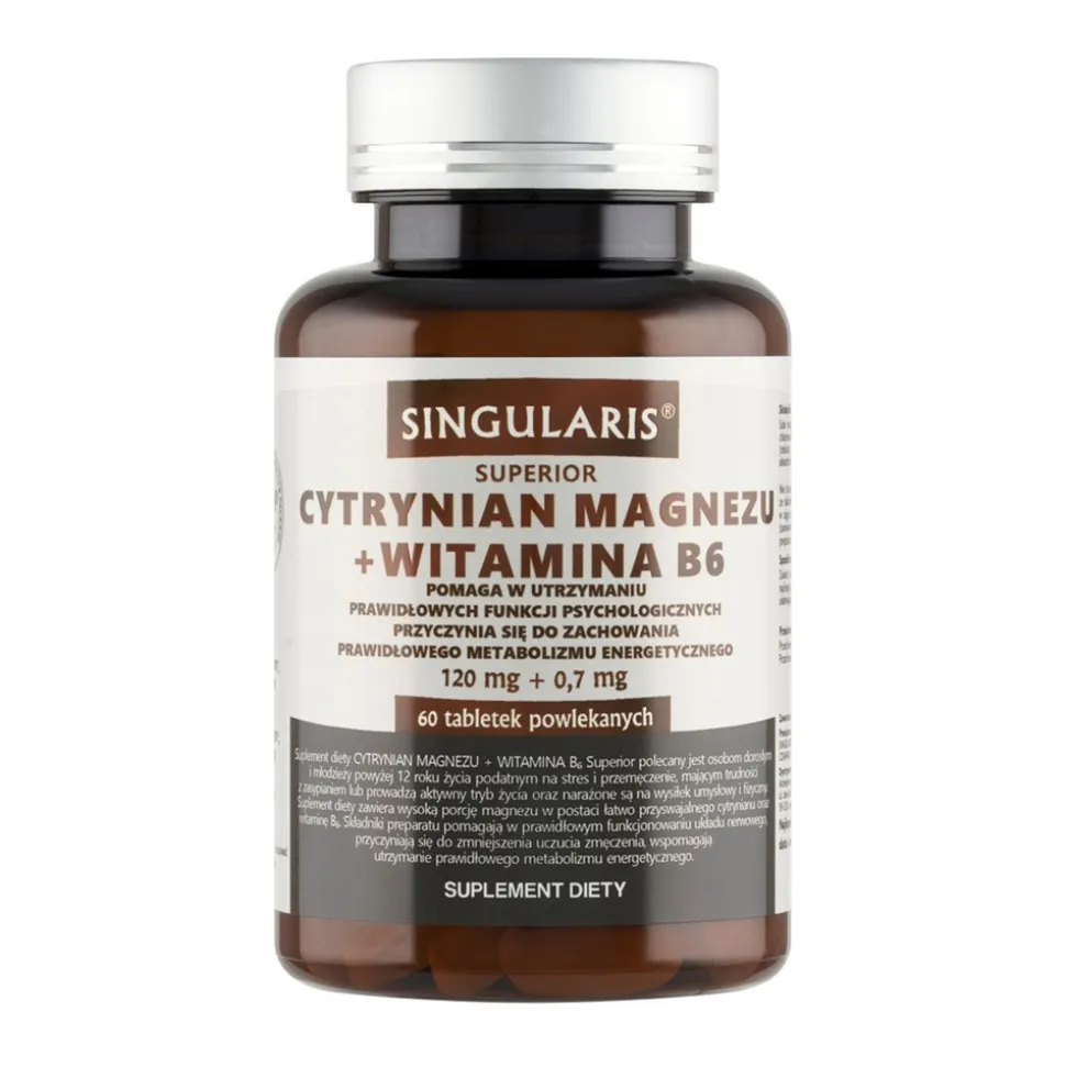 Singularis Cytrynian Magnezu + Witamina B6, tabletki powlekane, 60 szt.