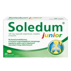 Soledum Junior, 100 mg, kapsułki dojelitowe miękkie, 20 szt.