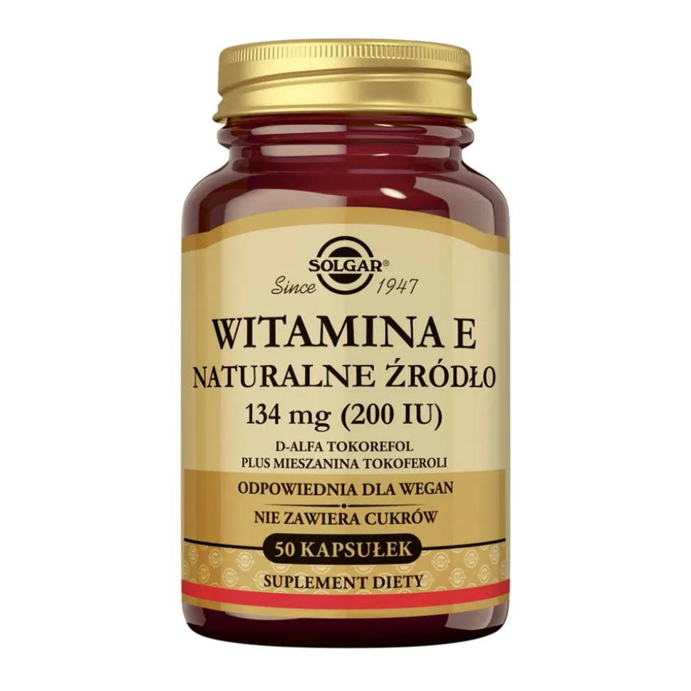 Solgar Naturalna Witamina E, 134 mg, kapsułki, 50 szt.