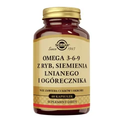 Solgar Omega 3-6-9 z ryb, siemienia lnianego i ogórecznika, kapsułki, 60 szt.