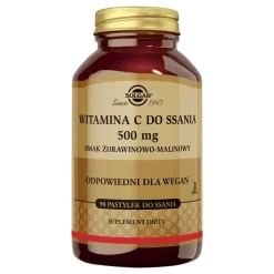 Solgar Witamina C do ssania 500 mg, pastylki do ssania, smak żurawinowo-malinowy, 90 szt.