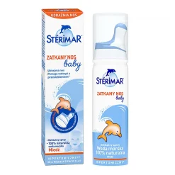 Sterimar Zatkany Nos Baby, hipertoniczna woda morska na katar dla niemowląt, spray do nosa, 50 ml