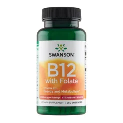 Swanson B-12 wit Foliate, tabletki do ssania, smak truskawkowy, 250 szt.