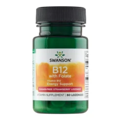 Swanson Witamina B12 1000 mcg z kwasem foliowym, tabletki podjęzykowe, 60 szt.