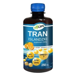 Tran islandzki o smaku pomarańczowym, olej, 250 ml