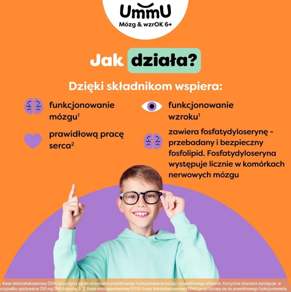 UmmU Mózg & wzrOK 6+, płyn, smak owoce leśne, 150 ml