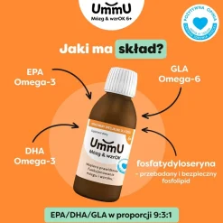 UmmU Mózg & wzrOK 6+, płyn, smak owoce leśne, 150 ml