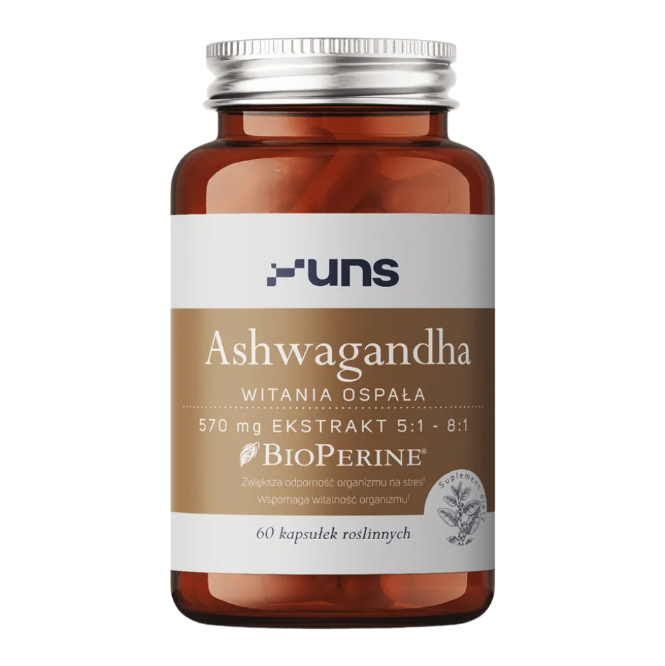 Uns Ashwagandha + Bioperine, kapsułki twarde, 60 szt.
