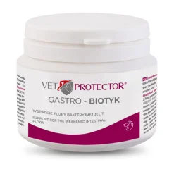 Vet Protector Gastro-Biotyk, multibiotyk uzupełniający florę bakteryjną jelit psów i kotów, proszek, 60 g