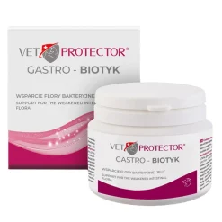 Vet Protector Gastro-Biotyk, multibiotyk uzupełniający florę bakteryjną jelit psów i kotów, proszek, 60 g