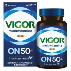 Vigor multiwitamina ON 50+ zestaw witamin i minerałów z żeń-szeniem i reishi, tabletki, 60 szt.