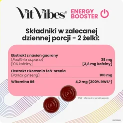 Vit Vibes Energy Booster, żelki, smak truskawkowy, 60 szt.