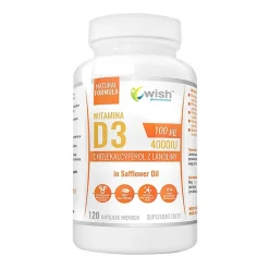 Wish Witamina D3 4000IU, cholekalcyferol z lanoliny, kapsułki, 120 szt.