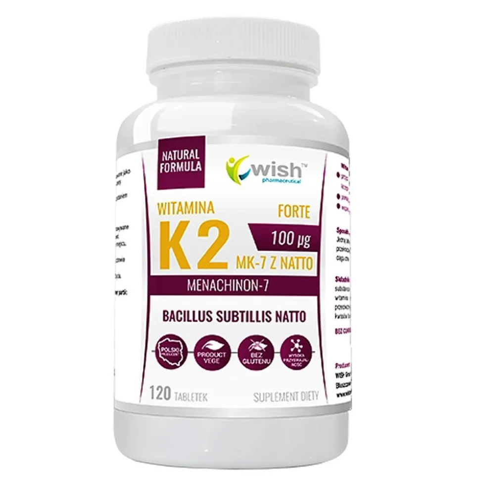 Wish Witamina K2 MK-7, 100 µg, tabletki, 120 szt.