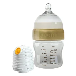 Yoomi, zestaw Gold, butelka 140 ml + podgrzewacz, 1 szt.