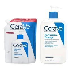 Zestaw CeraVe, nawilżająca emulsja dla skóry normalnej, suchej i bardzo suchej, 473 ml + opakowanie uzupełniające refill, 473 ml