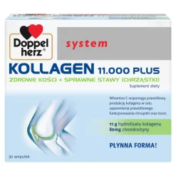 Zestaw DOZ Product Witamina C 1000 + bioflawonoidy, kapsułki, 60 szt. + Doppelherz system Kollagen 11.000 PLUS, płyn, ampułki, 30 szt. x 25 ml