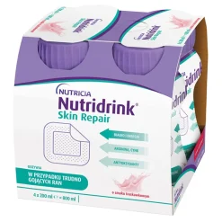 Zestaw Nutridrink Skin Repair, smak truskawkowy, płyn, 4 x 200 ml + Nutridrink Skin Repair, smak waniliowy, płyn, 4 x 200 ml