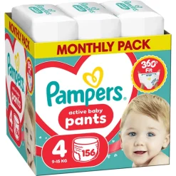 Zestaw Pampers Active Baby Pants, 7, (15+kg), 108 szt. + 4, (9-15kg), 156 szt.