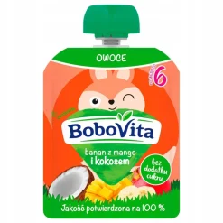 Zestaw 3 x BoboVita, banan z mango i kokosem, mus, 6 m+, 80 g