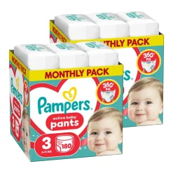 Zestaw 2 x Pampers Active Baby Pants, 3, (6-11 kg), pieluchomajtki, 180 szt.