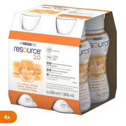 Zestaw 4 x Resource 2.0, płyn o smaku ananas-mango, 4 x 200 ml