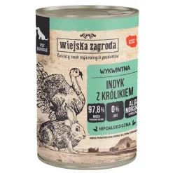 Zestaw 12 x Wiejska Zagroda Indyk z królikiem, karma mokra dla psa, 400 g