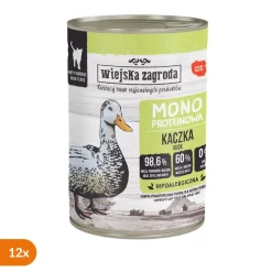 Zestaw 12 x Wiejska Zagroda Kaczka, mokra karma dla kotów, 400 g