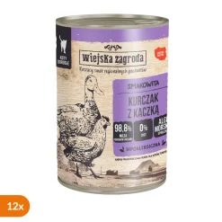 Zestaw 12 x Wiejska Zagroda Kurczak z kaczką, mokra karma dla kota, 400 g